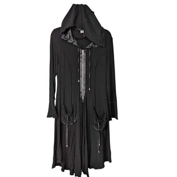 Joseph Ribkoff Long Zip Cardigan Black Sz 10 Whimsigoth Goth